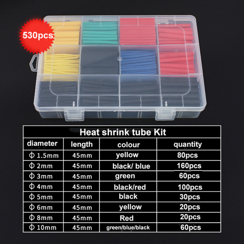 530PCS Heat Shrink Tubing Wire - Shrink Sleeve Pvc ulasan dan harga